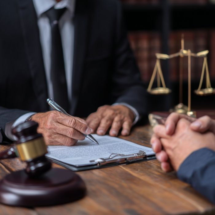 Attorney reviewing case documents